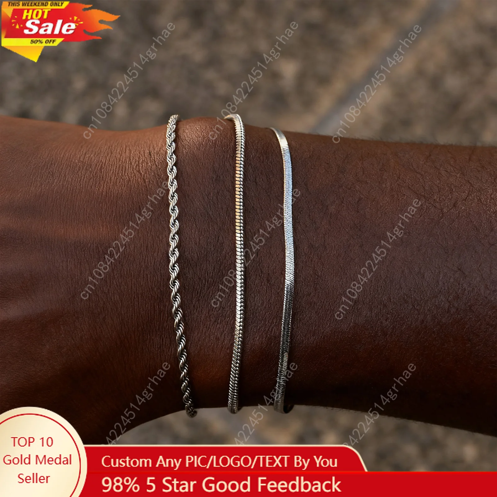 3pcs Men Thin Chain Bracelet,Never Fade Silver Color Twist Chain Wristband,Stylish Punk Jewelry Gift
3pcs Men Thin Chain Bracelet,Never Fade Silver Color Twist Chain Wristband,Stylish Punk Jewelry Gift