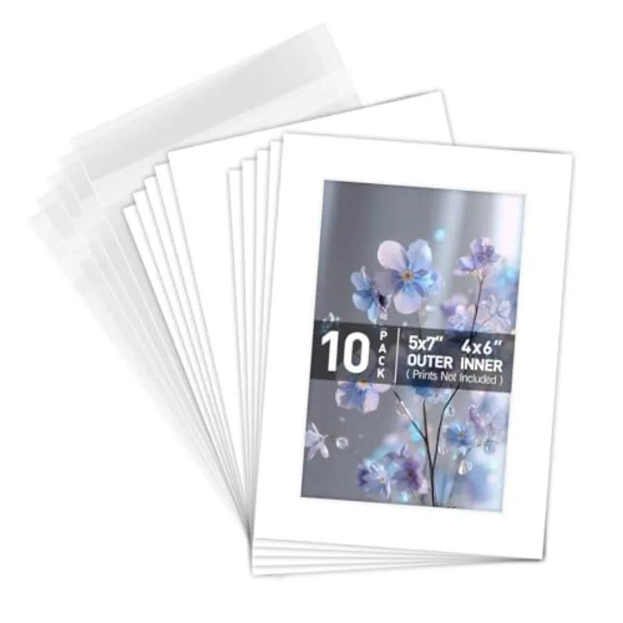 Golden State Art, Acid Free, Pack of 10 5x7 White Picture Mats Mattes with White Core Bevel Cut for 4x6 Photo + Backing + Bags
Golden State Art, Acid Free, Pack of 10 5x7 White Picture Mats Mattes with White Core Bevel Cut for 4x6 Photo + Backing + Bags