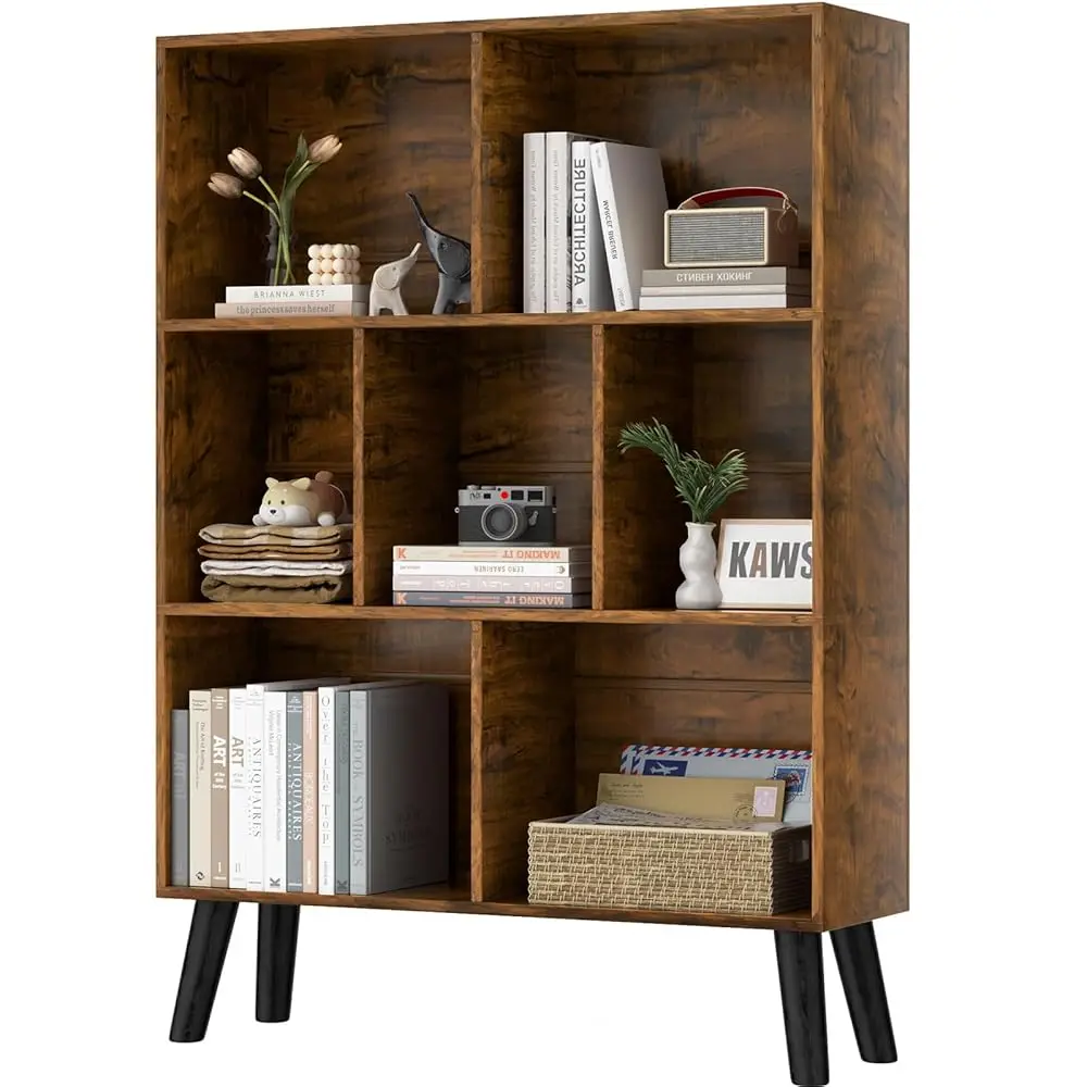 7 Cube Bookshelf, 3 Tier Modern Bookcase With Legs, Mid- Modern Wood Book Shelves Storage, Rustic Brown Book Case, Freestanding
7 Cube Bookshelf, 3 Tier Modern Bookcase With Legs, Mid- Modern Wood Book Shelves Storage, Rustic Brown Book Case, Freestanding
