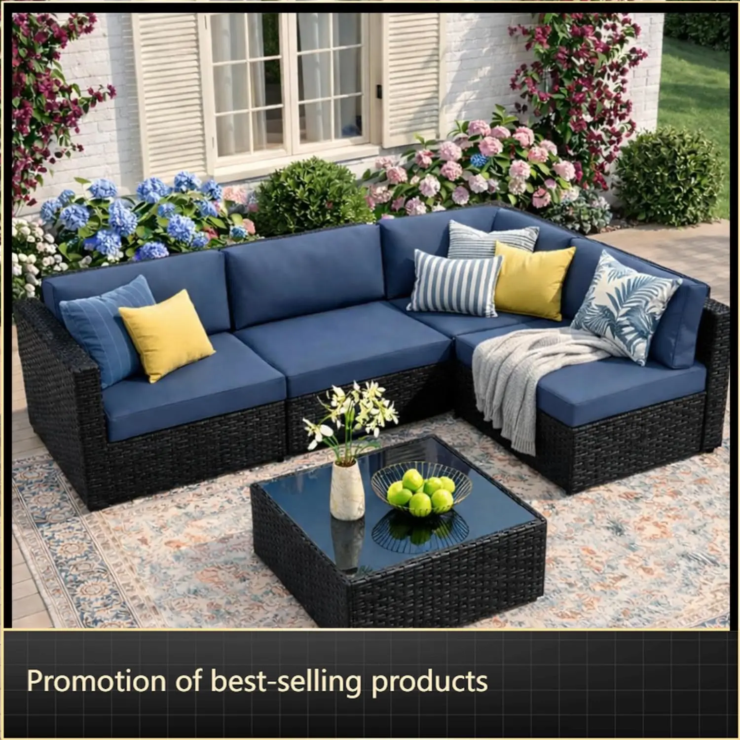 Patio Furniture Sets, 5-Piece Outdoor Patio Furniture with Thick Cushions, Wicker Outdoor Conversation Set Sectional Sofa
Patio Furniture Sets, 5-Piece Outdoor Patio Furniture with Thick Cushions, Wicker Outdoor Conversation Set Sectional Sofa
