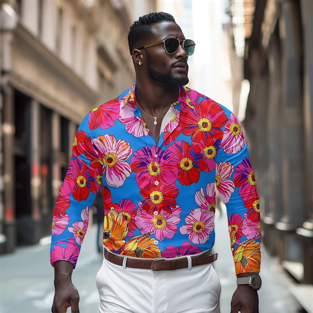 Flower printed long sleeved shirt, Spring and Autumn new style 
Flower printed long sleeved shirt, Spring and Autumn new style