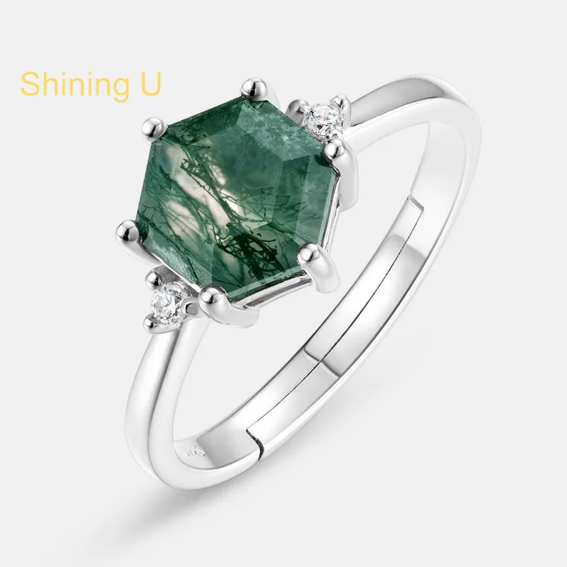 Shining U 925 Sterling Silver 8*8mm Hexagon Square Green Stone Ring for Women Fine Jewelry Summer
Shining U 925 Sterling Silver 8*8mm Hexagon Square Green Stone Ring for Women Fine Jewelry Summer