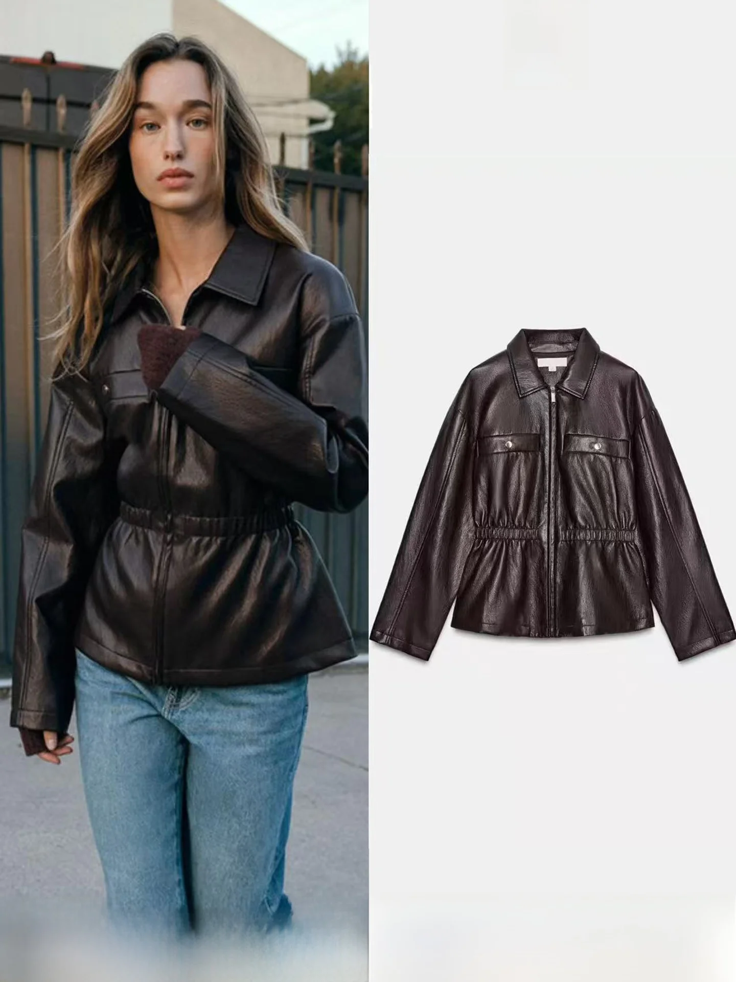Spring New Women's Long Sleeve Stand Collar Faux Leather Elastic Waist Jacket Coat Casual Style Daily Wear Ladies' Leather Ja...
Spring New Women's Long Sleeve Stand Collar Faux Leather Elastic Waist Jacket Coat Casual Style Daily Wear Ladies' Leather Ja...