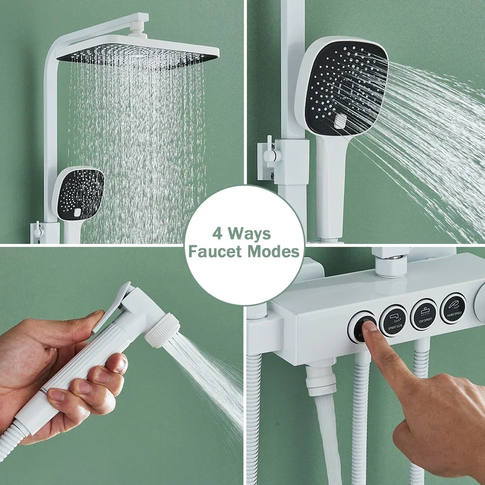 4 Ways Rainfall Bath Mixer Tap with Tub Spout Bidet Crane Hot Cold System Tap White Thermostatic Bathroom Shower Faucet Set Grey
4 Ways Rainfall Bath Mixer Tap with Tub Spout Bidet Crane Hot Cold System Tap White Thermostatic Bathroom Shower Faucet Set Grey