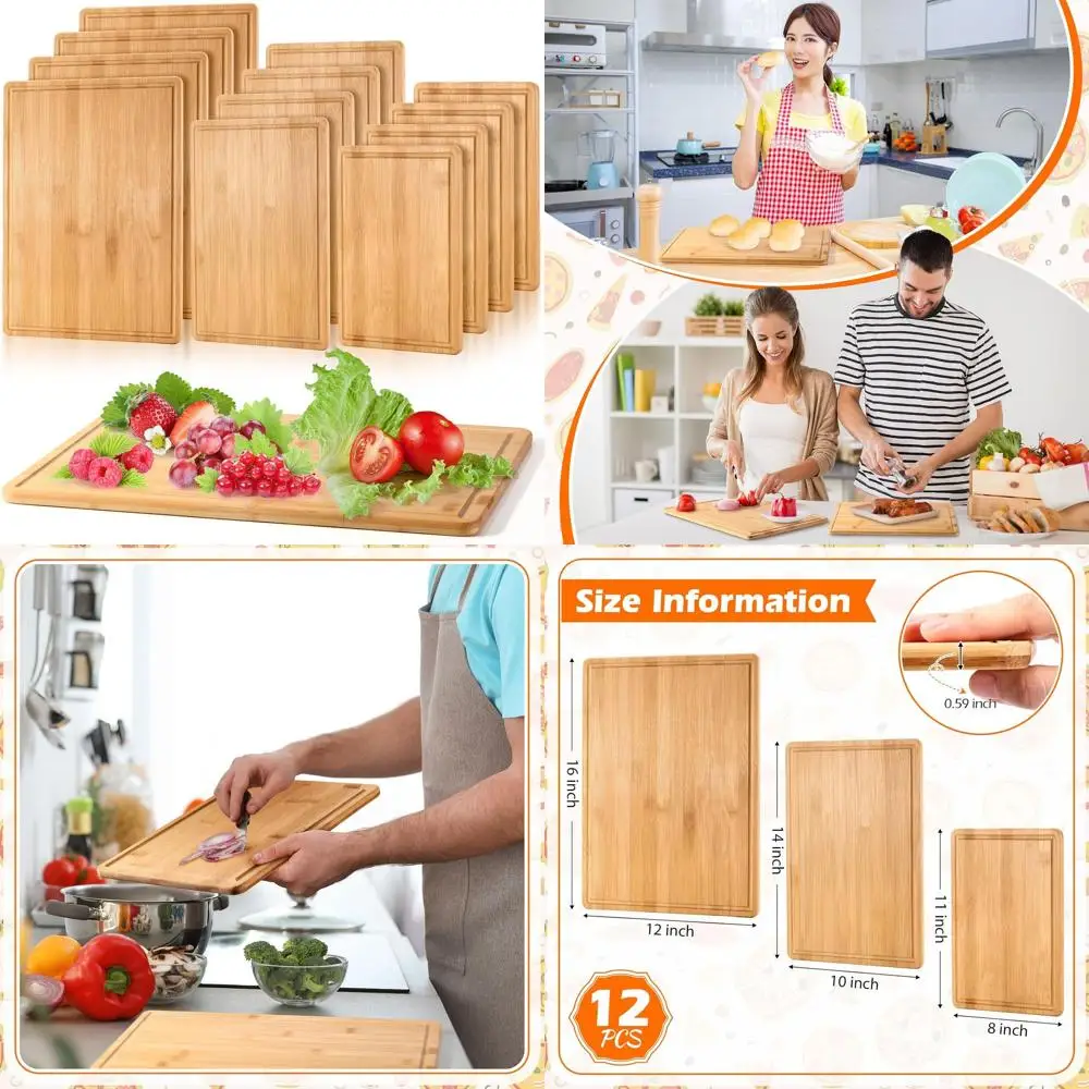 Kitchen Bamboo Charcuterie Board Set - 3 Sizes: 16x12, 14x10, 11x8 Inches for Meat, Cheese, Fruit, and Gifts
Kitchen Bamboo Charcuterie Board Set - 3 Sizes: 16x12, 14x10, 11x8 Inches for Meat, Cheese, Fruit, and Gifts