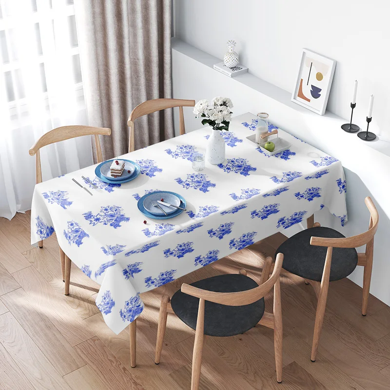 Classic Blue White Porcelain Tablecloth - Flower Design for Dining Room Decorations - Size Customizable for Kitchen or Cafe - Wa
Classic Blue White Porcelain Tablecloth - Flower Design for Dining Room Decorations - Size Customizable for Kitchen or Cafe - Wa