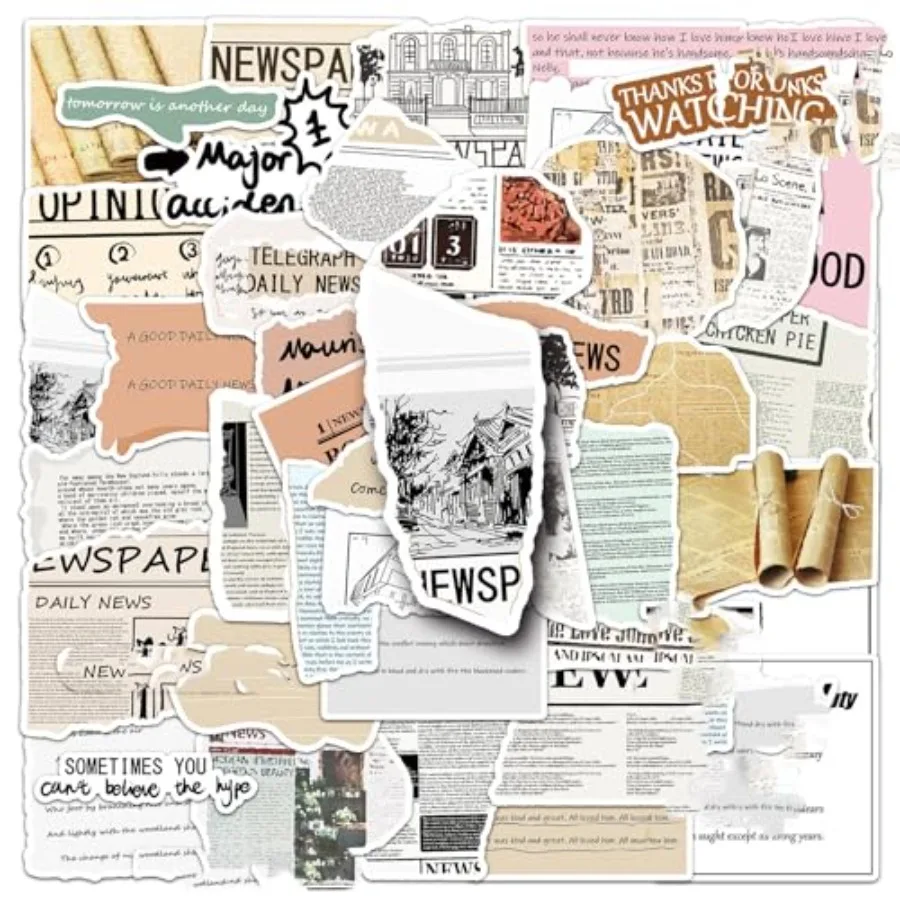50 Pieces Waterproof Vintage Newspaper Stickers for Laptop Bicycle Stationery Luggage Diary Notes Scrapbook Cars Water Bottle C
50 Pieces Waterproof Vintage Newspaper Stickers for Laptop Bicycle Stationery Luggage Diary Notes Scrapbook Cars Water Bottle C