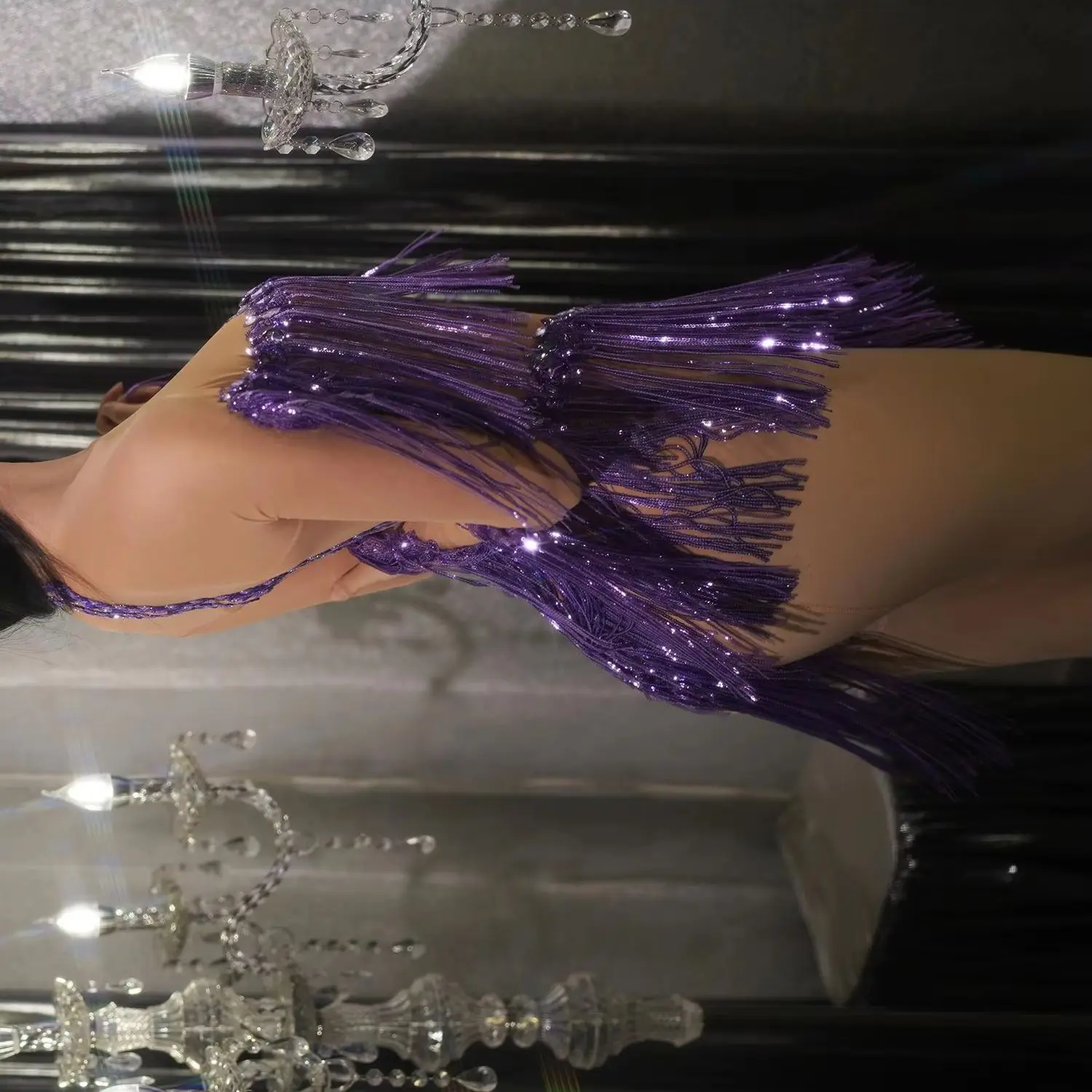 Sexy Rhinestones Purple Fringes Leotard Woman Birthday Celebrate Costume Women Dance DS Show Wear Evening Dress Weixiao
Sexy Rhinestones Purple Fringes Leotard Woman Birthday Celebrate Costume Women Dance DS Show Wear Evening Dress Weixiao