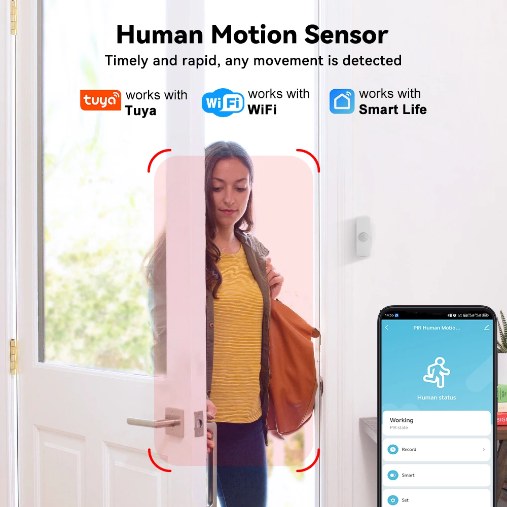 Tuya Smart Devices WiFi PIR Sensor Smart Home Automation Human Presence Sensors Home Security Smart Life Products
Tuya Smart Devices WiFi PIR Sensor Smart Home Automation Human Presence Sensors Home Security Smart Life Products