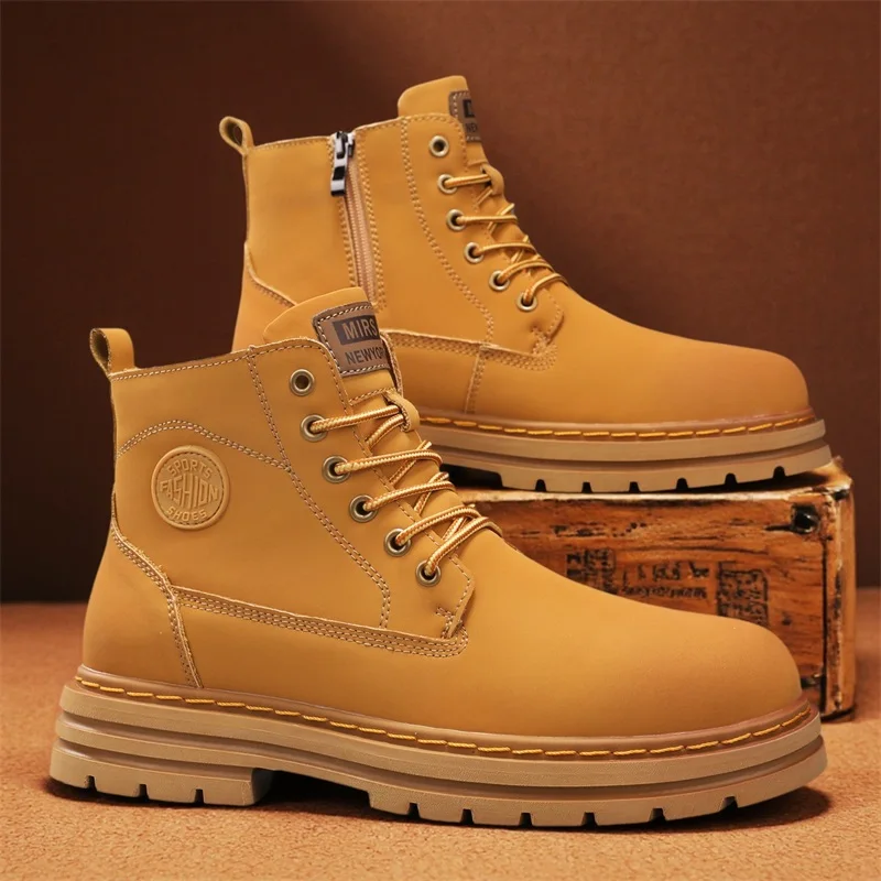 2025 New Autumn British Style High-Top Work Boots Genuine Leather Warm Short Boots with Plush Thick Soles Large Yellow Boots
2025 New Autumn British Style High-Top Work Boots Genuine Leather Warm Short Boots with Plush Thick Soles Large Yellow Boots
