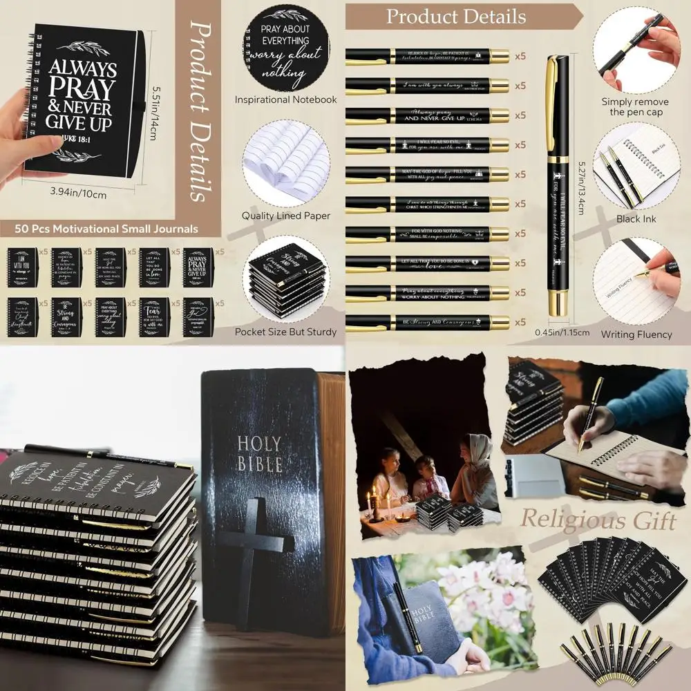 Bulk 100pcs/50 Sets Christian Spiral Notebooks & Ballpoint Pens with Bible Verses - Ideal Gifts for Church Women, Pastors, Sunda
Bulk 100pcs/50 Sets Christian Spiral Notebooks & Ballpoint Pens with Bible Verses - Ideal Gifts for Church Women, Pastors, Sunda