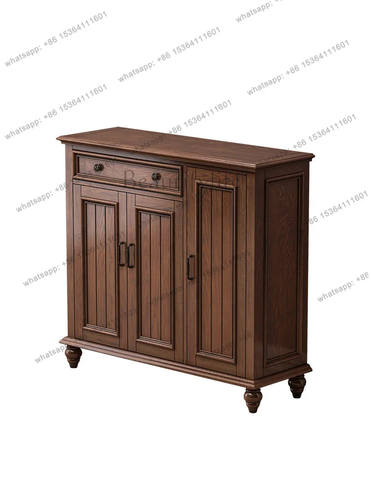 American rural all-solid wood shoe cabinet large-capacity storage ash wood walnut three doors
American rural all-solid wood shoe cabinet large-capacity storage ash wood walnut three doors