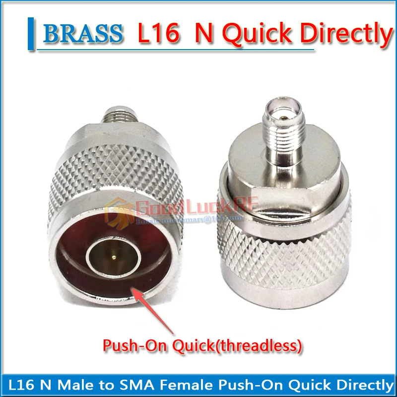 L16 N Male Push-On Quick Directly to SMA Female Plug Nickel Plated Copper Straight 50ohm RF Connector Adapters
L16 N Male Push-On Quick Directly to SMA Female Plug Nickel Plated Copper Straight 50ohm RF Connector Adapters
