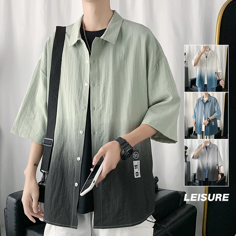 Ice Silk ort Sve Men's irt Summer Thin adient Loose Casual irt Button up No Ironing Needed Summer Faion Outerwear
Ice Silk ort Sve Men's irt Summer Thin adient Loose Casual irt Button up No Ironing Needed Summer Faion Outerwear