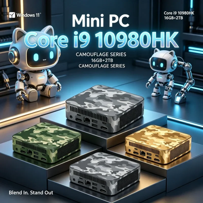 Compact Intel Core I9 10980HK Windows 11 Camouflage Mini PC 16GB RAM 1/2TB SSD WIFI6 BT5.2 4K Desktop PC Gaming Computer
Compact Intel Core I9 10980HK Windows 11 Camouflage Mini PC 16GB RAM 1/2TB SSD WIFI6 BT5.2 4K Desktop PC Gaming Computer