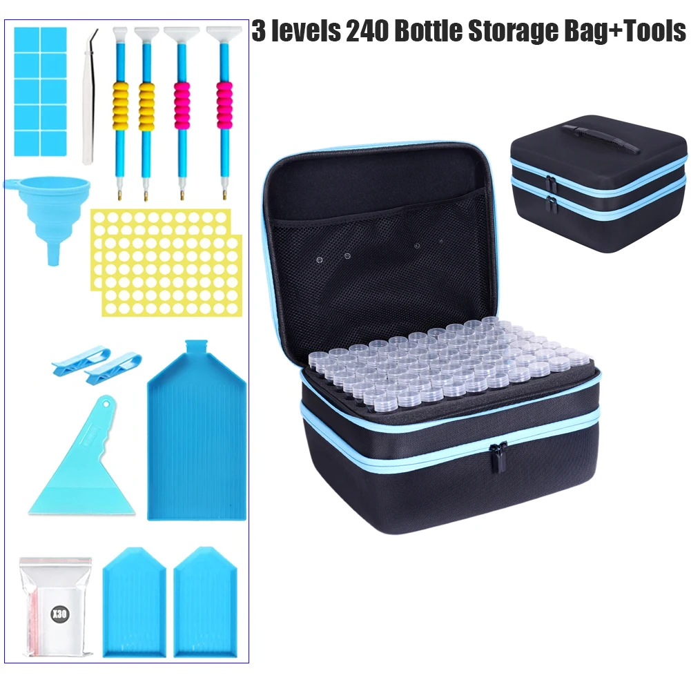 3 levels 240 Slots Diamond Art Storage Container with Diamond Art Accessories Tools, Portable Bead Storage Boxes Bag Jar
3 levels 240 Slots Diamond Art Storage Container with Diamond Art Accessories Tools, Portable Bead Storage Boxes Bag Jar