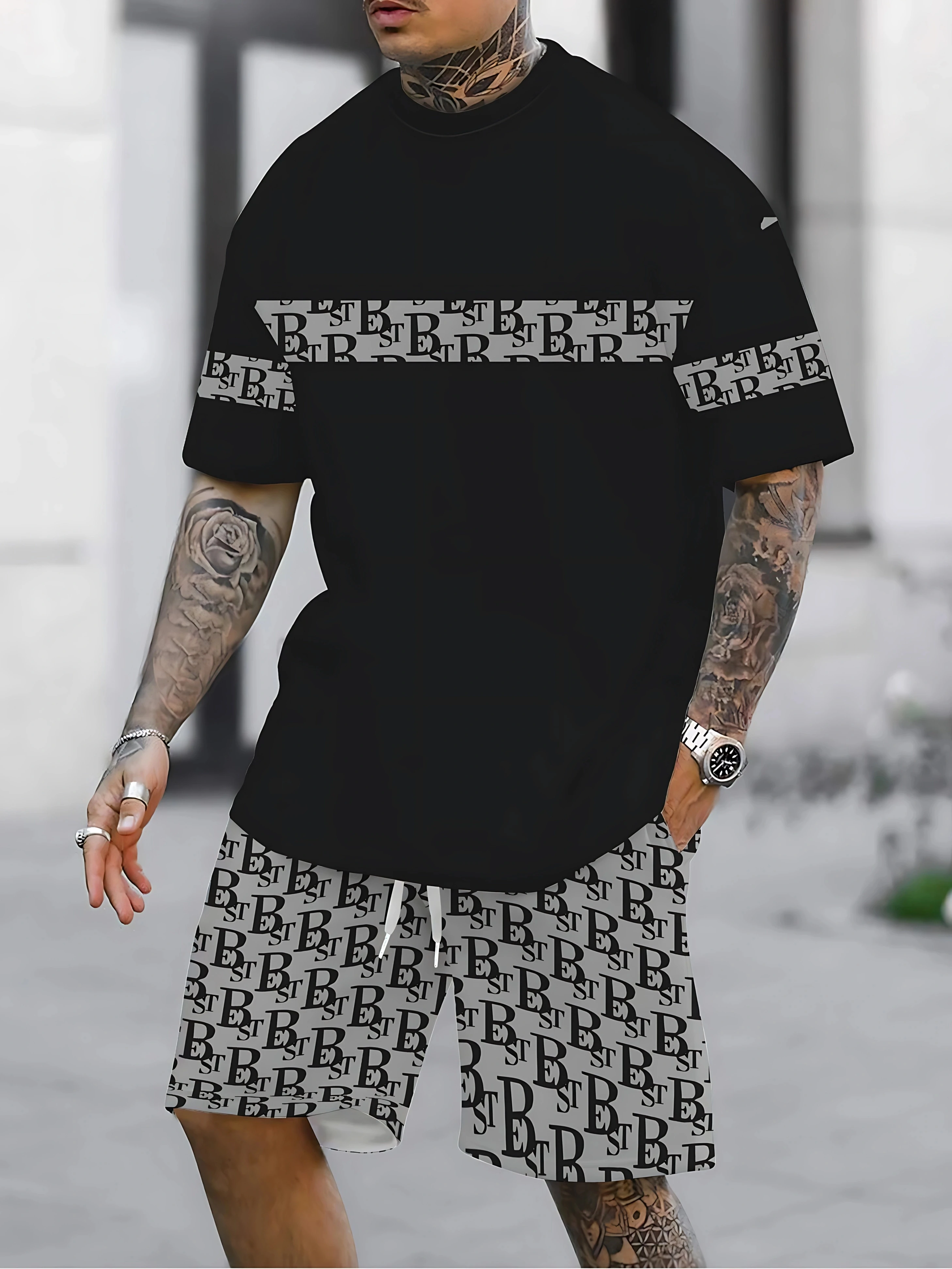 2026 Summer New Men's Short-Sleeved Set with 3D Stripes Pattern Print - Street Casual Fashion Comfortable and Soft
2026 Summer New Men's Short-Sleeved Set with 3D Stripes Pattern Print - Street Casual Fashion Comfortable and Soft
