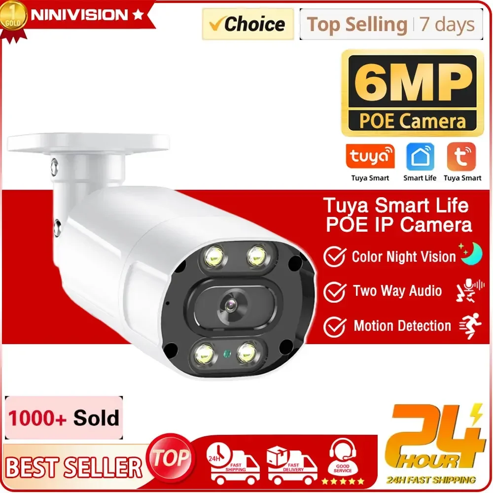 Smart life 6MP CCTV POE IP Security Camera Outdoor color night vision 5MP Bullet Surveillance Camera Tuya 2 Way Audio IP Cam
Smart life 6MP CCTV POE IP Security Camera Outdoor color night vision 5MP Bullet Surveillance Camera Tuya 2 Way Audio IP Cam