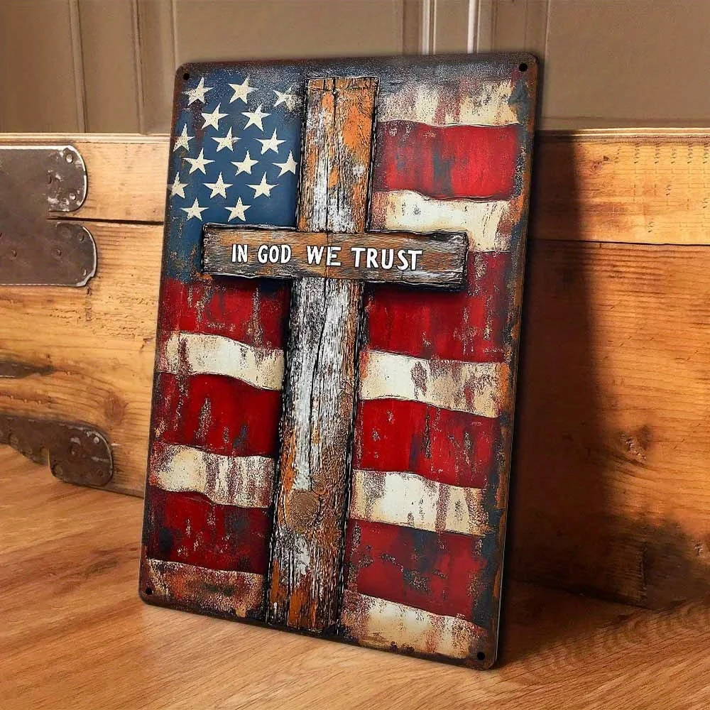 In God We Trust" Patriotic American Flag& Cross Aluminum Sign- 8x12in| Vintage Christian Wall Decor for Home, Church
In God We Trust" Patriotic American Flag& Cross Aluminum Sign- 8x12in| Vintage Christian Wall Decor for Home, Church