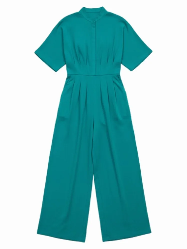 Freeacy женский голубой комбинезон с короткими рукавами и круглым вырезом на пуговицах с высокой талией и широкими штанинами, повседневный цельный костюм 
Freeacy женский голубой комбинезон с короткими рукавами и круглым вырезом на пуговицах с высокой талией и широкими штанинами, повседневный цельный костюм