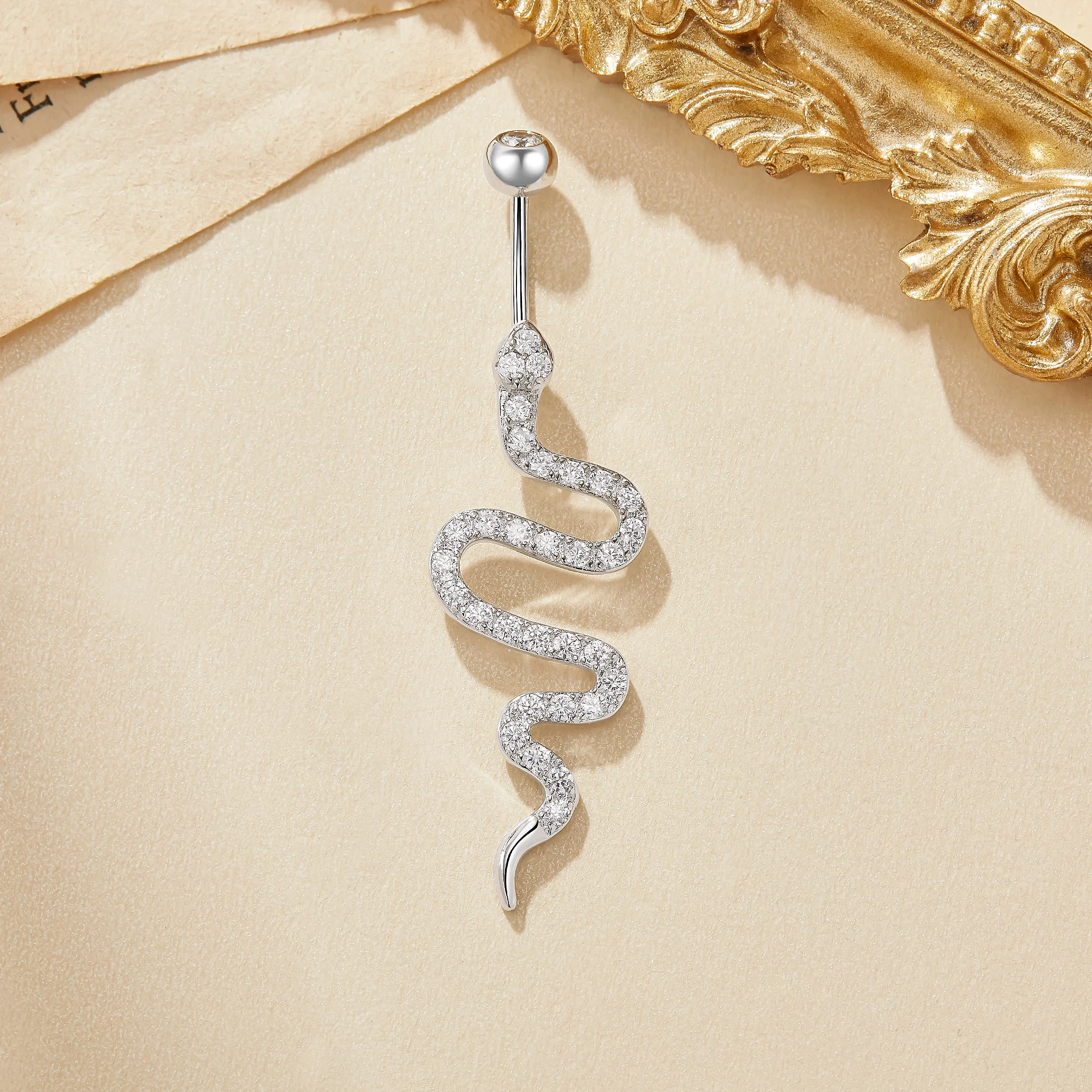 Snake White CZ Stone Solid 925 Sterling Silver Belly Button Ring Belly Piercing Navel Bar Curved Barbell Navel Ring 6710020
Snake White CZ Stone Solid 925 Sterling Silver Belly Button Ring Belly Piercing Navel Bar Curved Barbell Navel Ring 6710020