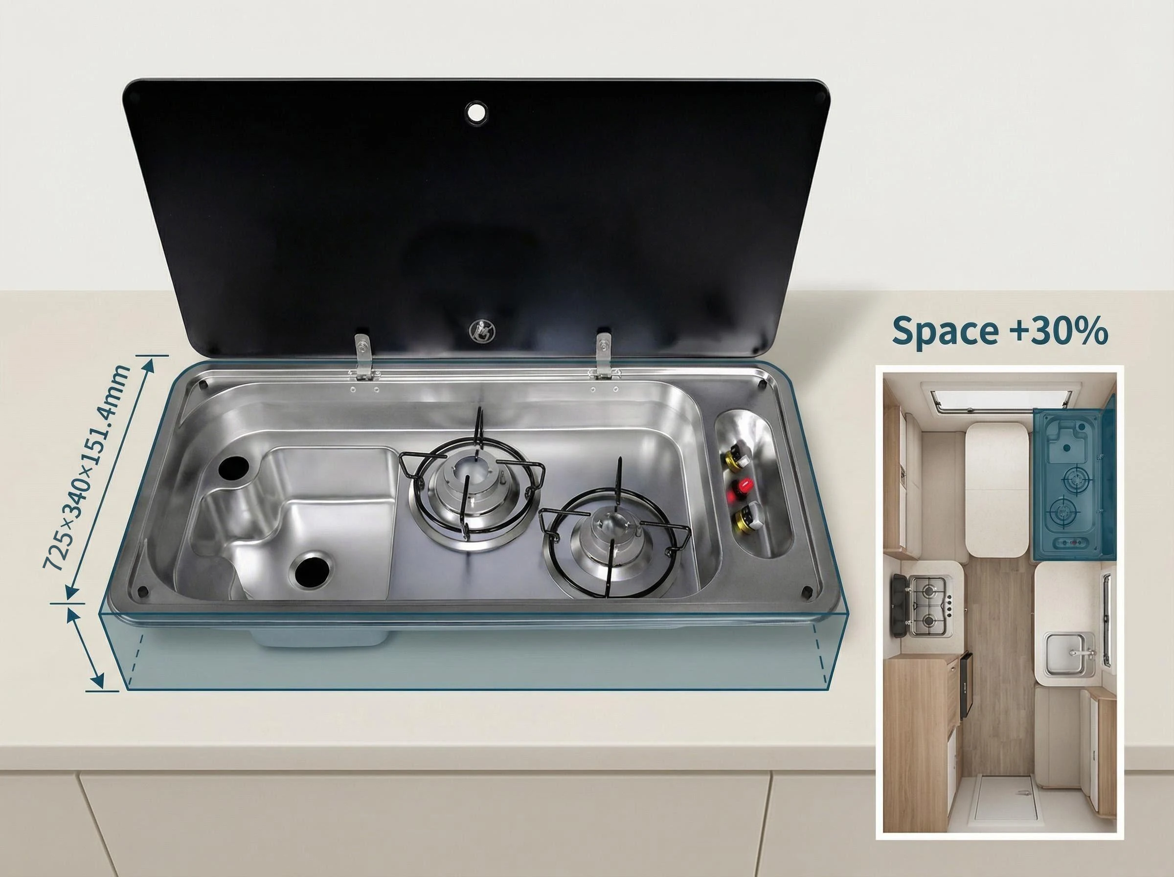 GuangRun Stainless Steel Built-in Lightweight CE Certified RV Gas Burner And Sink Combine For Camper Van Caravan Motorhome
GuangRun Stainless Steel Built-in Lightweight CE Certified RV Gas Burner And Sink Combine For Camper Van Caravan Motorhome