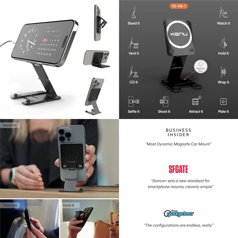Stance+ 10-in-1 MagSafe Super Gadget, Magnetic Tripod Stand, Car Vent+Dash+CD Mount, Finger Holder, Airplane Mount, Selfie Stic
Stance+ 10-in-1 MagSafe Super Gadget, Magnetic Tripod Stand, Car Vent+Dash+CD Mount, Finger Holder, Airplane Mount, Selfie Stic
