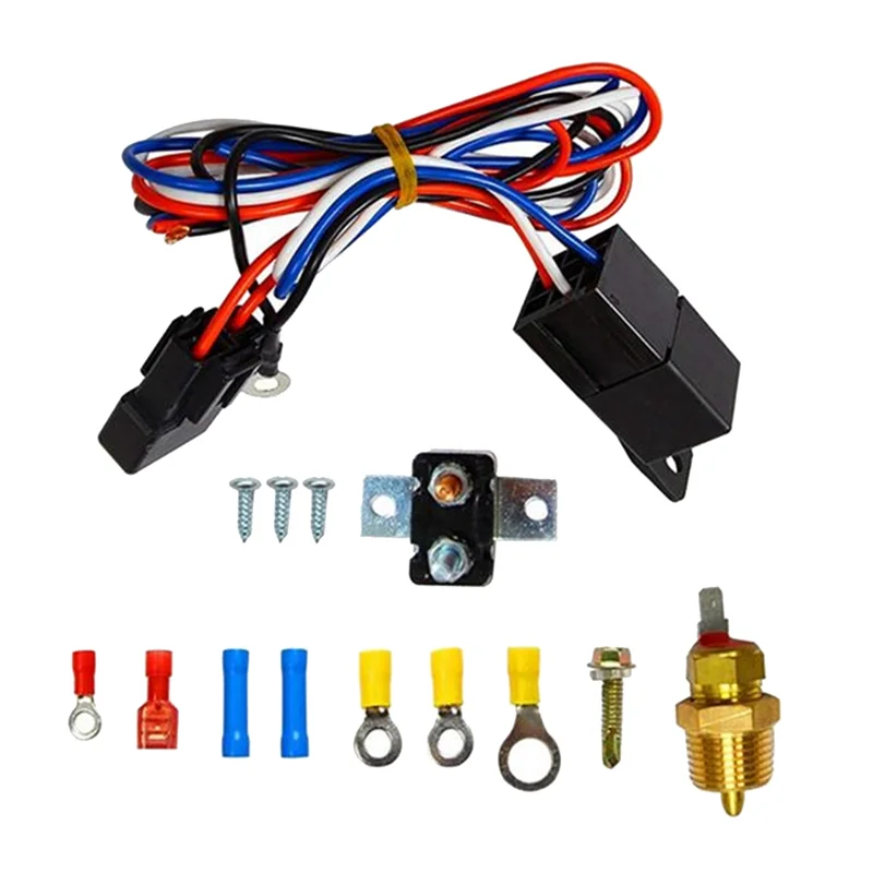Engine Cooling Radiator Fan Thermostat Kit For 175-185 Degree Temp Control, 40A Sensor Relay Switch
Engine Cooling Radiator Fan Thermostat Kit For 175-185 Degree Temp Control, 40A Sensor Relay Switch