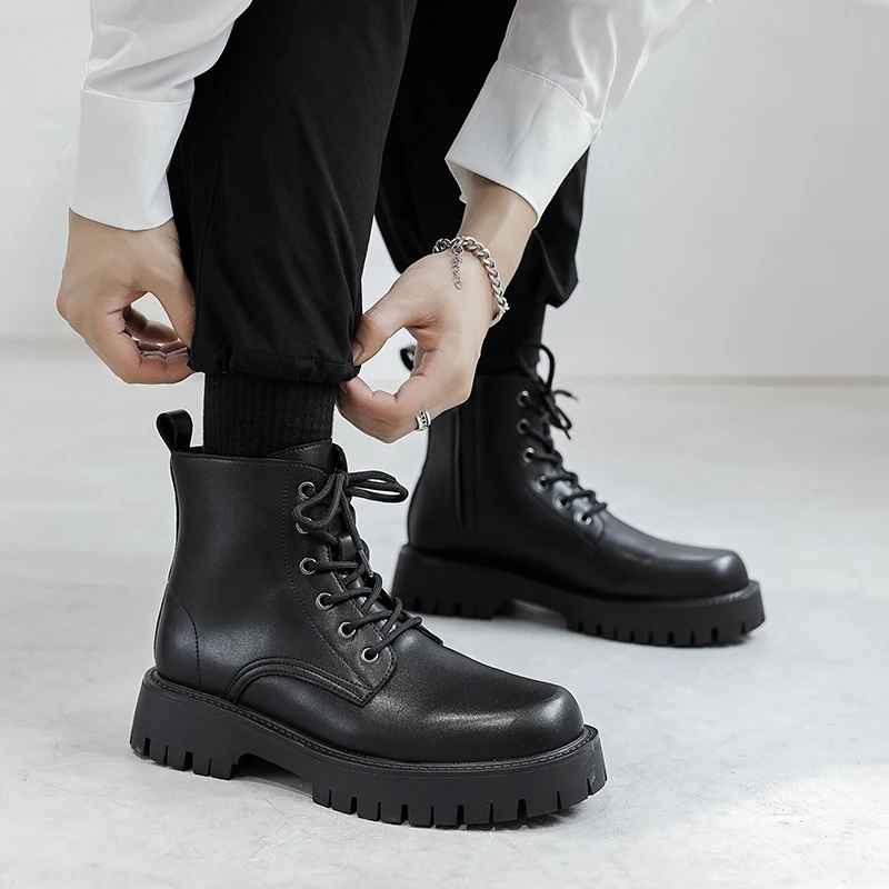men's leisure genuine leather boots black trend platform shoes business dress cowboy spring autumn boot ankle botas hombre male
men's leisure genuine leather boots black trend platform shoes business dress cowboy spring autumn boot ankle botas hombre male