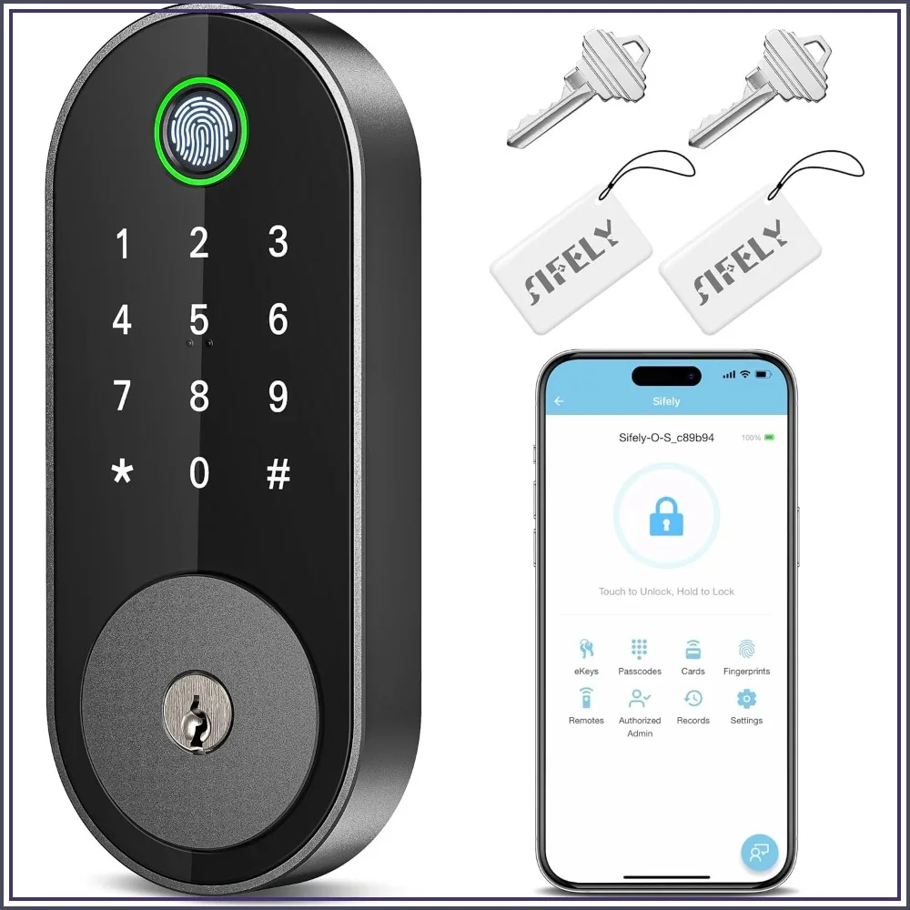Smart Keyless Deadbolt – Fingerprint, Code & App Access, Auto-Lock, DIY Install, Works with Alexa/Google
Smart Keyless Deadbolt – Fingerprint, Code & App Access, Auto-Lock, DIY Install, Works with Alexa/Google