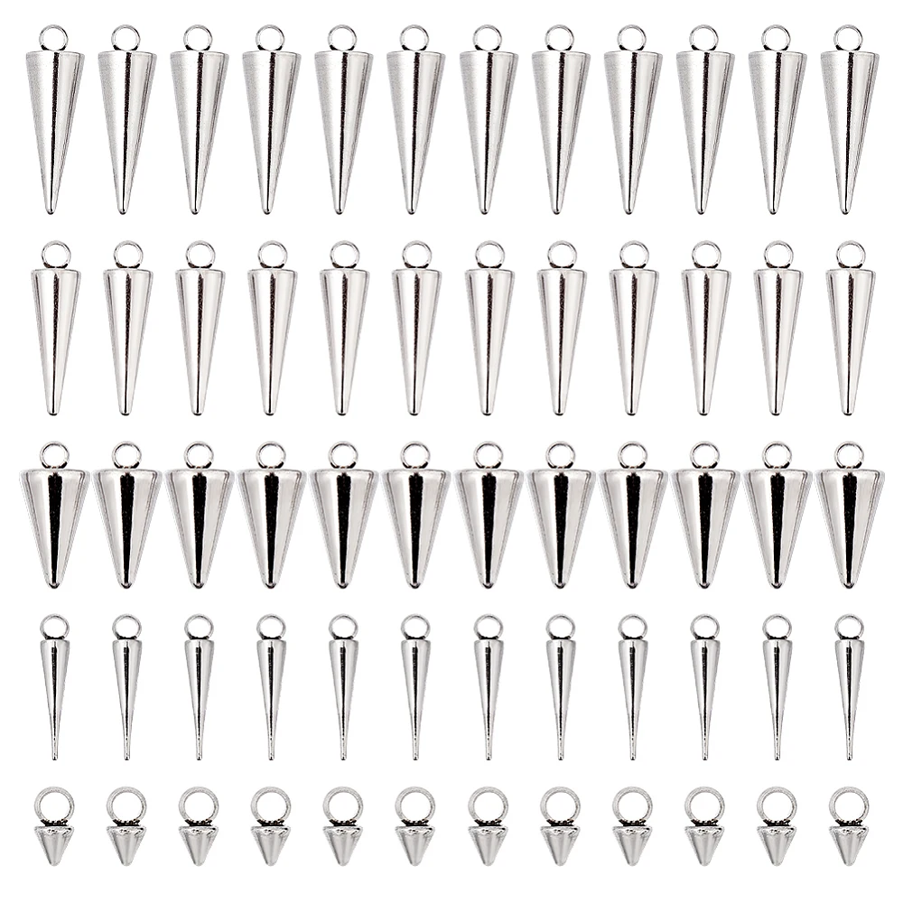 60Pcs Spike Bulk Stainless Steel Cone Hiphop Punk Cone Bead Long Spike Pendant for Necklace Bracelet Jewelry Making Craft
60Pcs Spike Bulk Stainless Steel Cone Hiphop Punk Cone Bead Long Spike Pendant for Necklace Bracelet Jewelry Making Craft