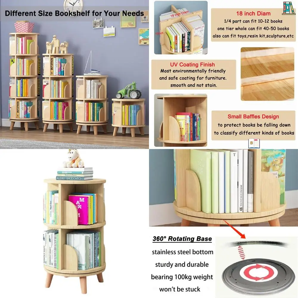 2-Tier Revolving Wooden Bookshelf with Legs, 360° Display for Kids and Adults in Small Spaces
2-Tier Revolving Wooden Bookshelf with Legs, 360° Display for Kids and Adults in Small Spaces