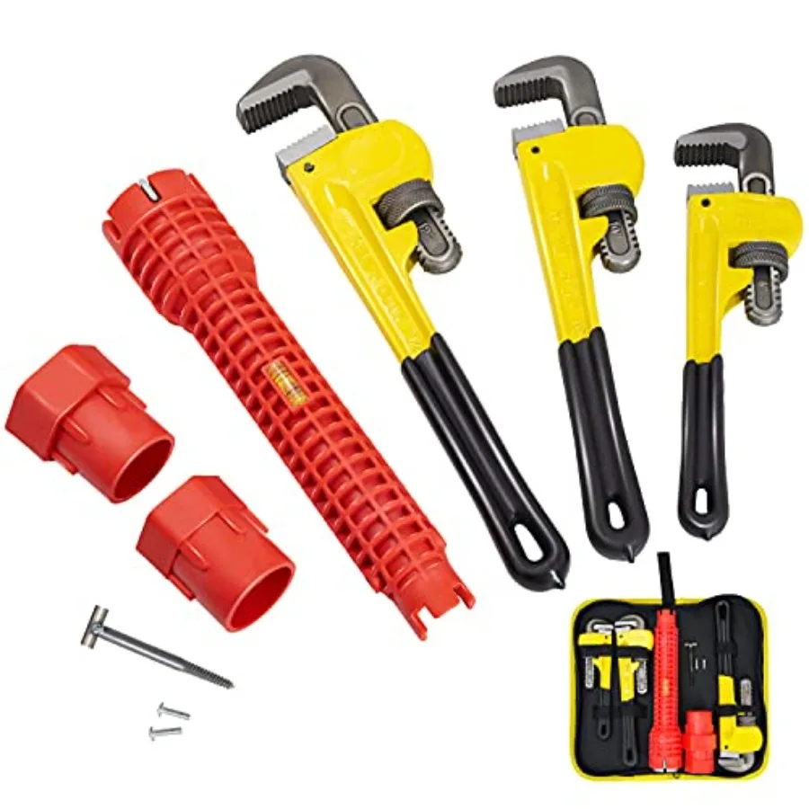 Heavy Duty Adjustable Pipe Wrench Set - 3 Pack 8, 10, 12 Inches Plumbing Wrench Tool with Faucet Pipe Tool in Storage Case
Heavy Duty Adjustable Pipe Wrench Set - 3 Pack 8, 10, 12 Inches Plumbing Wrench Tool with Faucet Pipe Tool in Storage Case