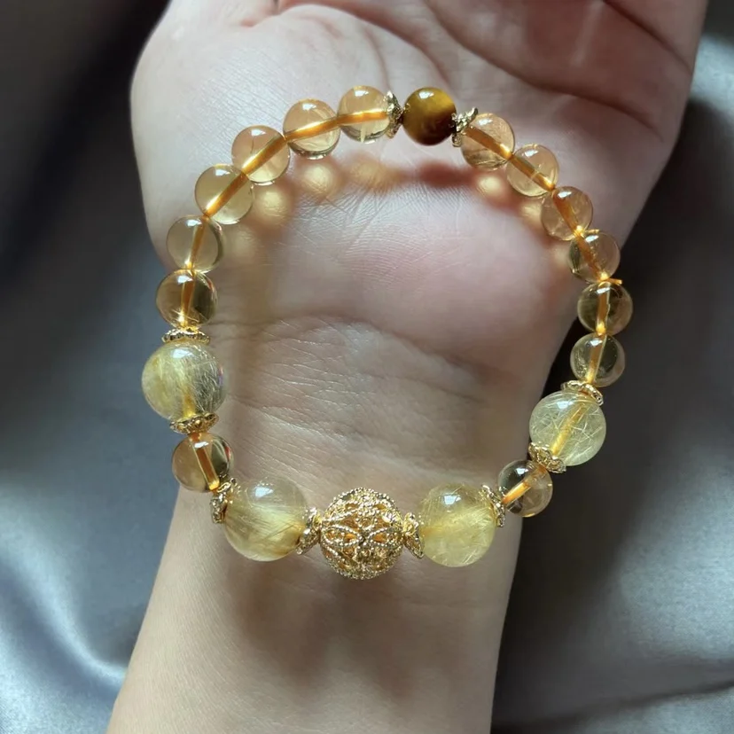 Natural Gold Rutilated Quartz Woman Titanium Wealthy Stone Beads Bracelet Jewelry Bangle Luck Gemstone Reiki Crystal Bracelet
Natural Gold Rutilated Quartz Woman Titanium Wealthy Stone Beads Bracelet Jewelry Bangle Luck Gemstone Reiki Crystal Bracelet