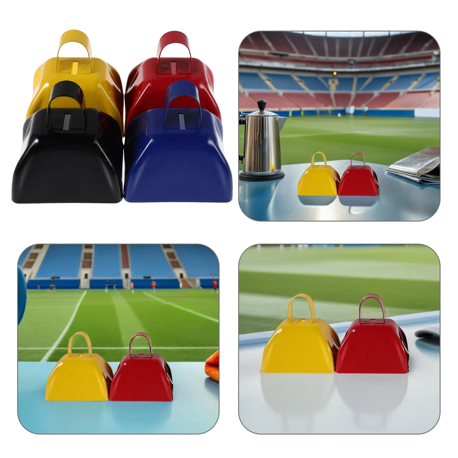 4Pcs Loud Cowbells Metal Cheering Cow Bell Ergonomic Handle Compact Size for Sports Baseball Football Events Holiday Party
4Pcs Loud Cowbells Metal Cheering Cow Bell Ergonomic Handle Compact Size for Sports Baseball Football Events Holiday Party