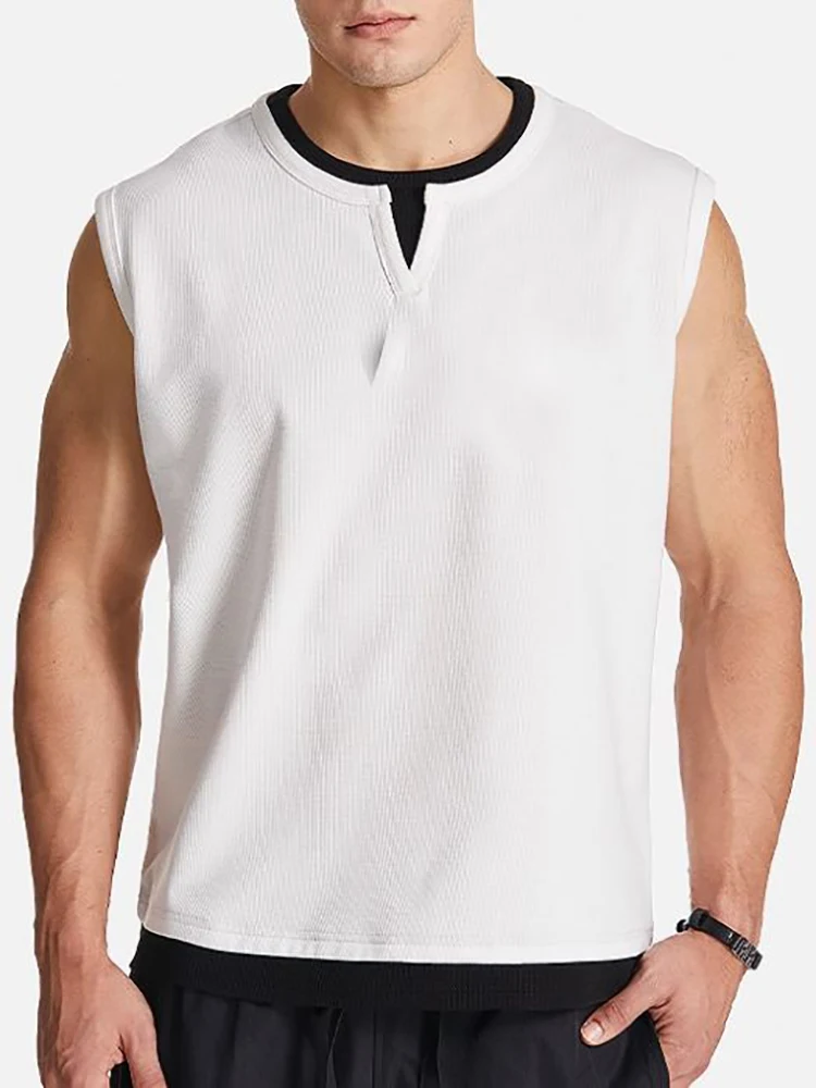 Men's Color-Blocked Fake Two-Piece Vest Tops Crew Neck Sleeveless Summer Basic T-Shirts Casual Streetwear For Male Tank Vest Tee
Men's Color-Blocked Fake Two-Piece Vest Tops Crew Neck Sleeveless Summer Basic T-Shirts Casual Streetwear For Male Tank Vest Tee