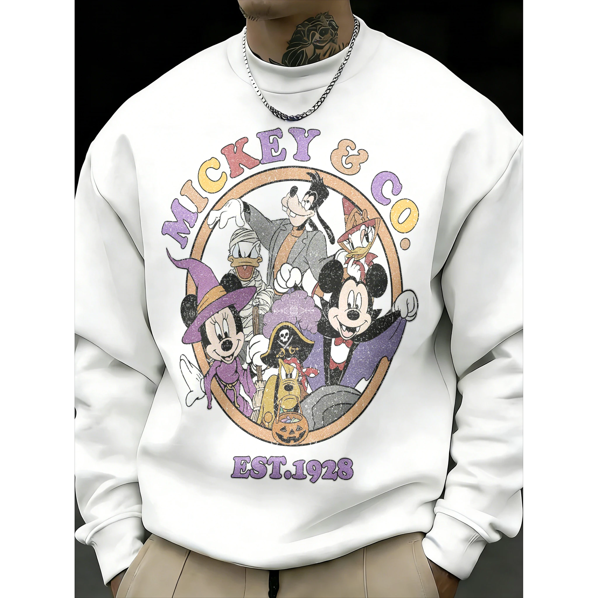 Мужской свитшот из вельвета и хлопка с графическим принтом «Микки-волшебник» Disney, осень-зима 2026, теплый, свободный, повседневный
Мужской свитшот из вельвета и хлопка с графическим принтом «Микки-волшебник» Disney, осень-зима 2026, теплый, свободный, повседневный