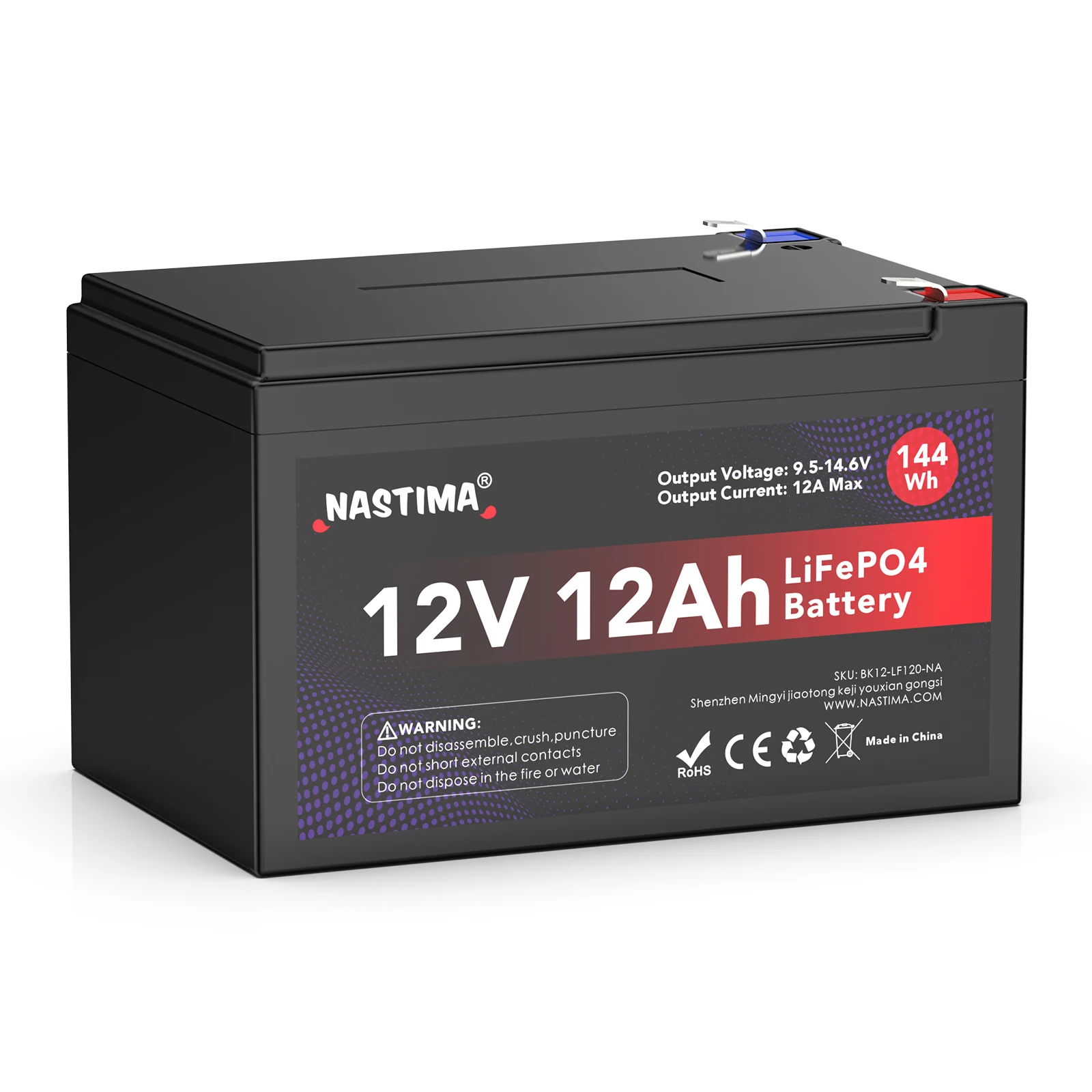 Nastima 12V 12Ah LiFePO4 Battery Built-in BMS Lithium Iron Phosphate Battery for Solar Panel Kits, Pushchairs, Motorhomes, Boats
Nastima 12V 12Ah LiFePO4 Battery Built-in BMS Lithium Iron Phosphate Battery for Solar Panel Kits, Pushchairs, Motorhomes, Boats