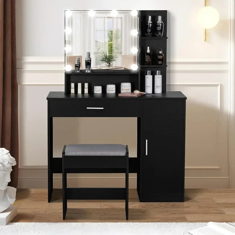 # Makeup Vanity Desk For Valentine's Day, Vanity Desk Set With 1 Drawer, 1 Cabinet & 3 Shelves, Makeup Vanity Table With Stool
# Makeup Vanity Desk For Valentine's Day, Vanity Desk Set With 1 Drawer, 1 Cabinet & 3 Shelves, Makeup Vanity Table With Stool