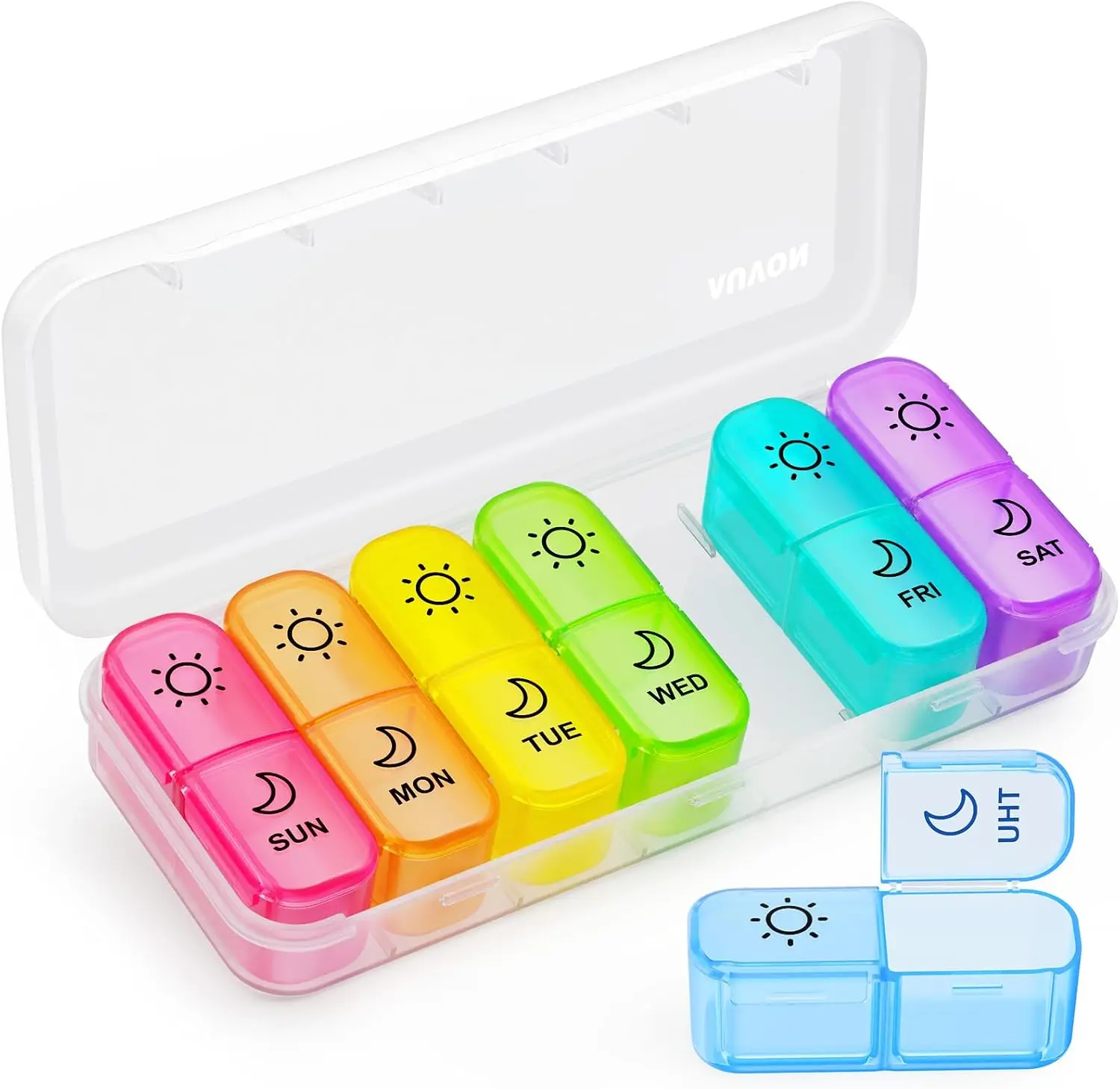 Weekly Pill Organizer 2 Times a Day 7 Color AM PM Pill Box with Face-Up Labels, Large Capacity Travel Pill Case Dual Protection
Weekly Pill Organizer 2 Times a Day 7 Color AM PM Pill Box with Face-Up Labels, Large Capacity Travel Pill Case Dual Protection