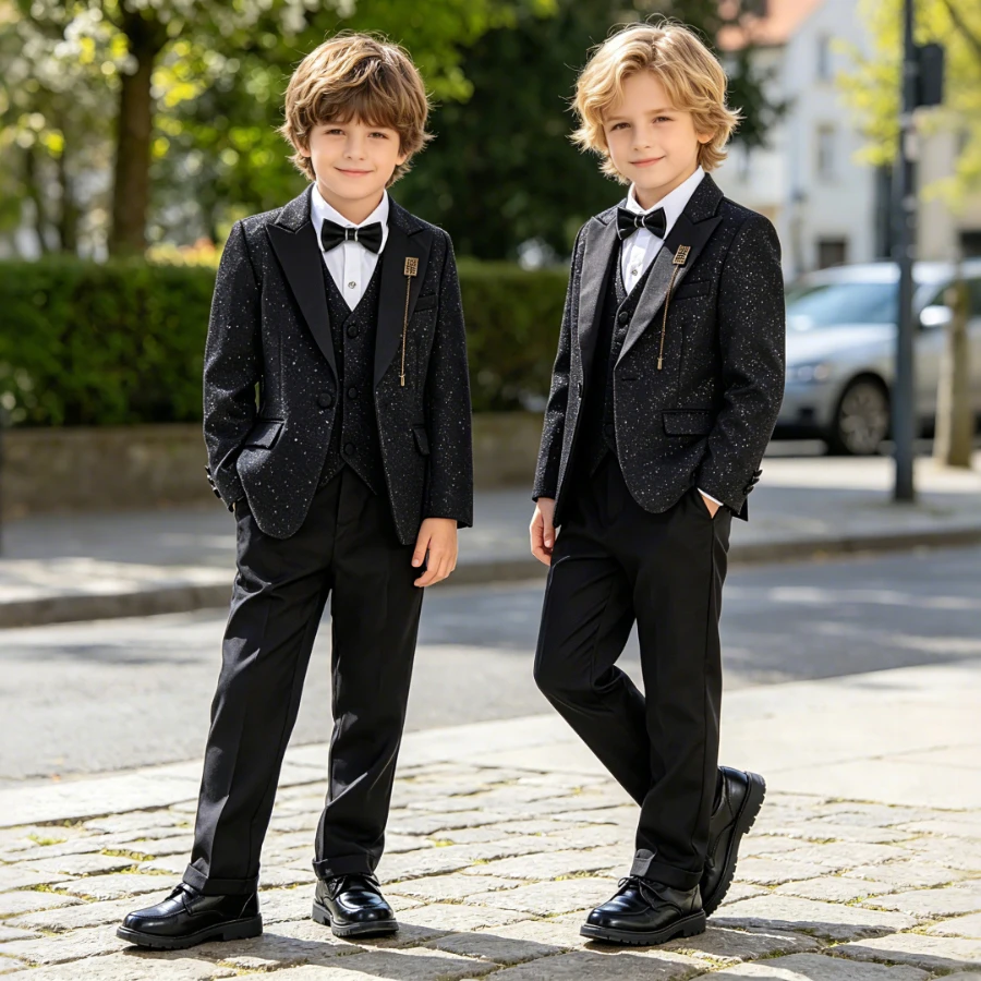 Boys Sequins Blazer Suit Set Black Elegant Teen Kids Piano Recital Performance Tuxedo Flower Child Wedding Birthday Party Outfit
Boys Sequins Blazer Suit Set Black Elegant Teen Kids Piano Recital Performance Tuxedo Flower Child Wedding Birthday Party Outfit