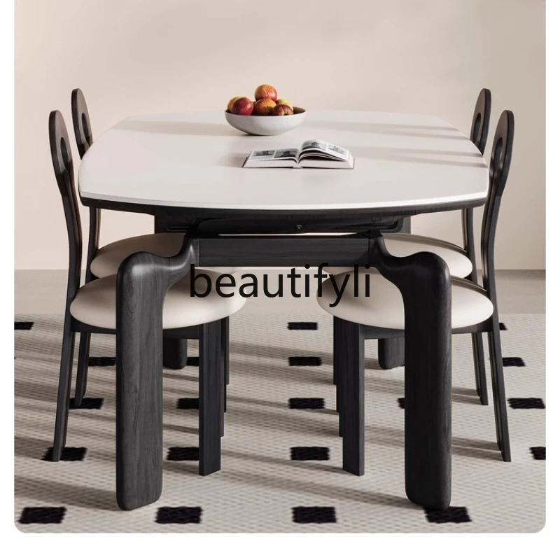 Solid wood dining table Rectangle household wabi style creative matte new rock slab dining table
Solid wood dining table Rectangle household wabi style creative matte new rock slab dining table