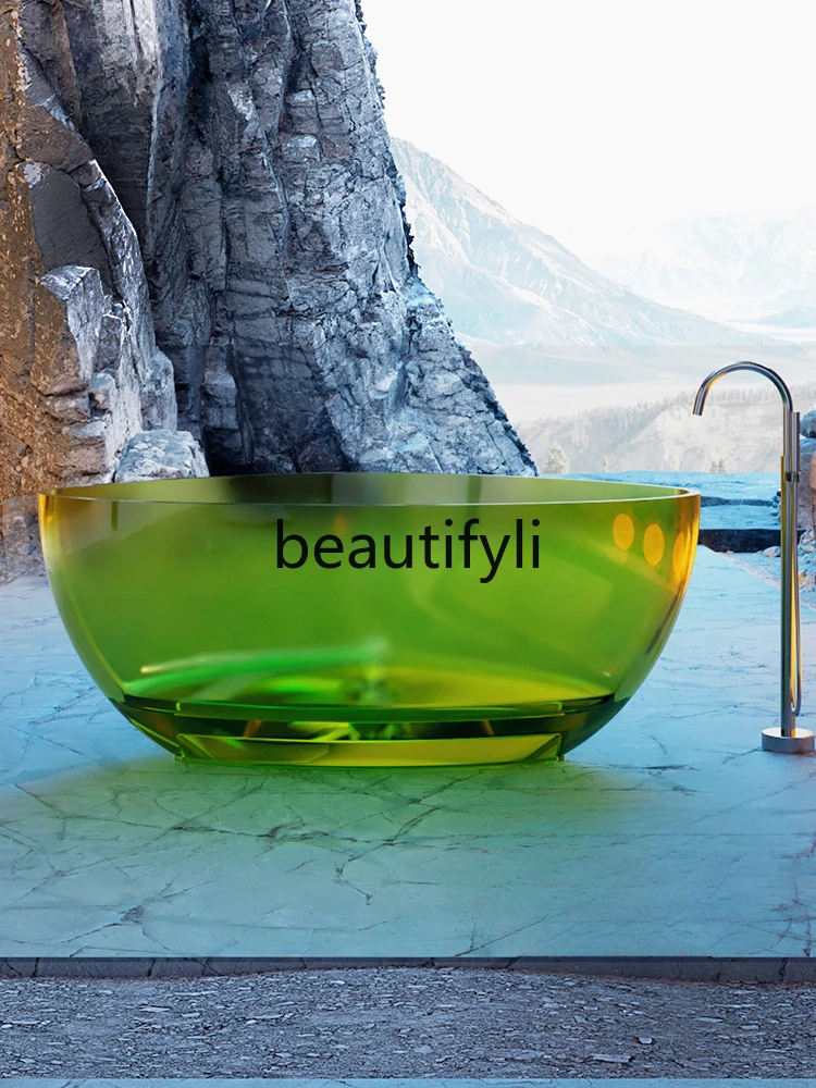 Transparent resin bathtub Independent triangular colored crystal glass bathtub
Transparent resin bathtub Independent triangular colored crystal glass bathtub