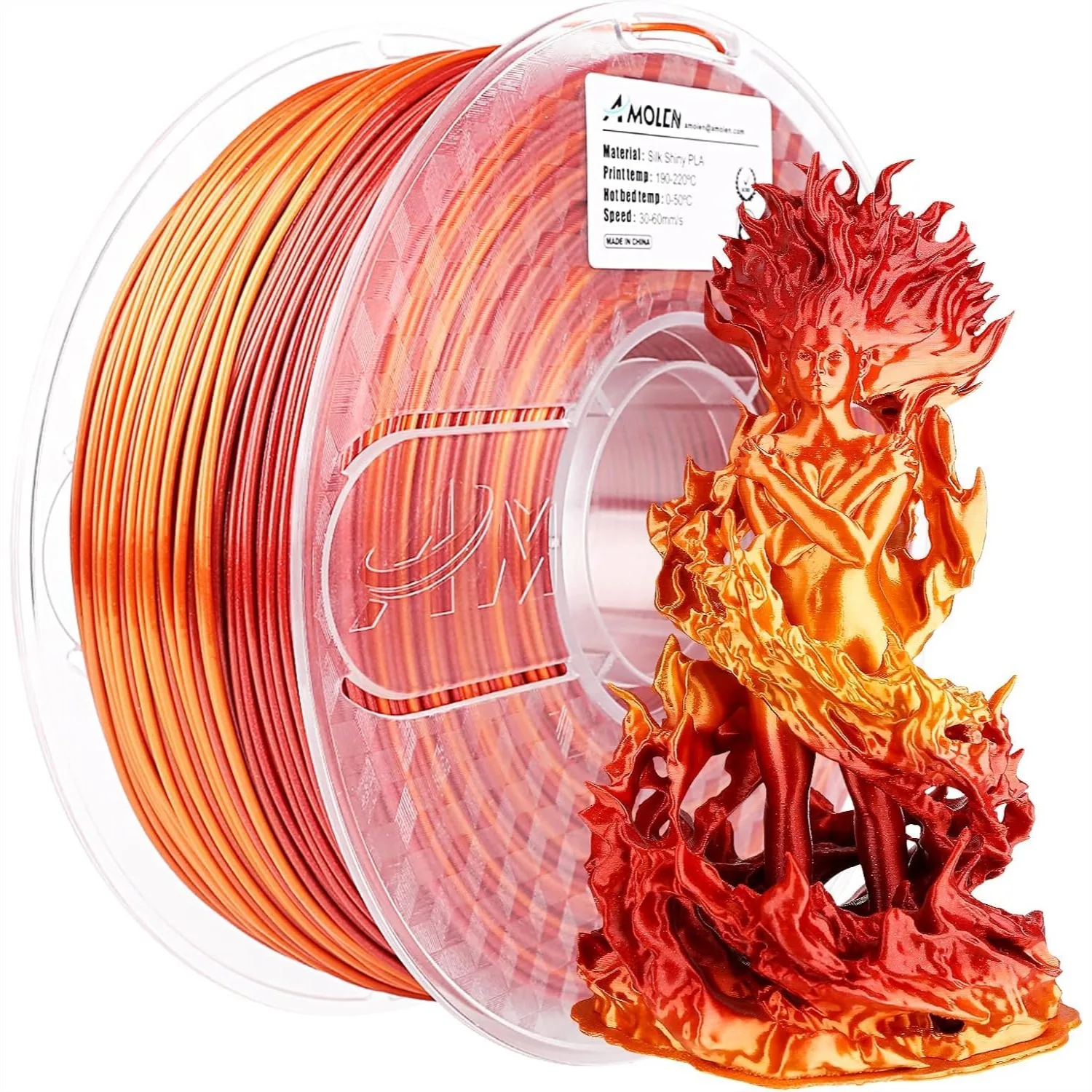 Silk PLA Gradient 3D Printing Filament 1.75mm, 1KG Spool Red Gold Shiny, No Clogging, Compatible with 3D Printer
Silk PLA Gradient 3D Printing Filament 1.75mm, 1KG Spool Red Gold Shiny, No Clogging, Compatible with 3D Printer