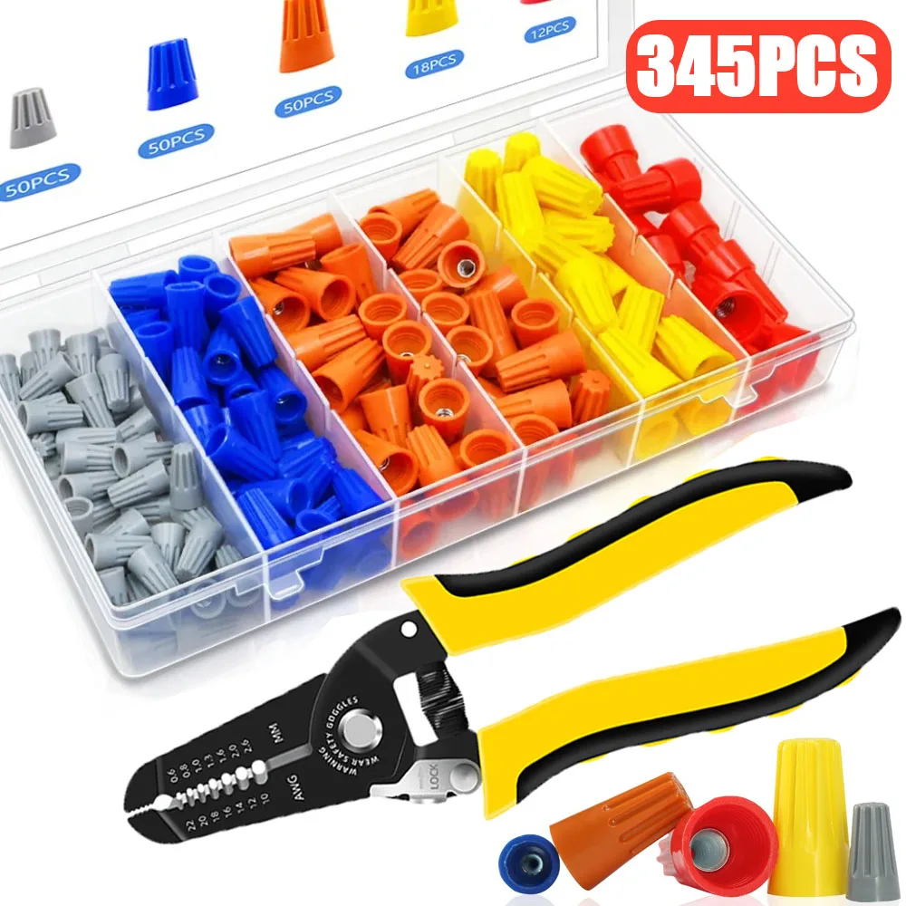 345pcs Crimping Cap Fast Wire Connector Electrical Insulated Twist Crimp Terminal Awg22-10 Nut Spring End Cap Rotating Splicing
345pcs Crimping Cap Fast Wire Connector Electrical Insulated Twist Crimp Terminal Awg22-10 Nut Spring End Cap Rotating Splicing