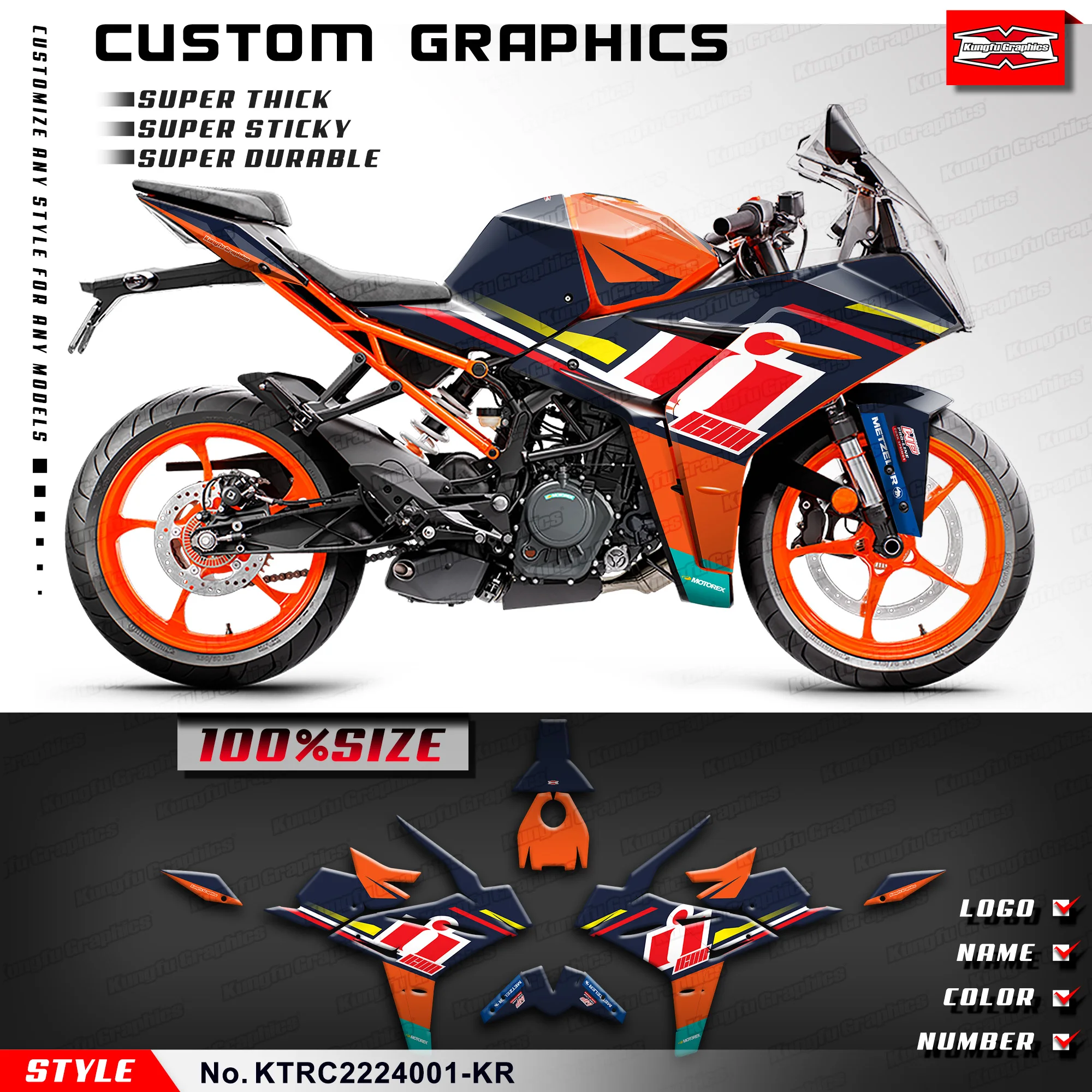 KUNGFU GRAPHICS Sticker Set Motorcycle Graphic for KTM RC 125 200 390 2022 2023 2024, Protector, KTRC2224001-KR
KUNGFU GRAPHICS Sticker Set Motorcycle Graphic for KTM RC 125 200 390 2022 2023 2024, Protector, KTRC2224001-KR