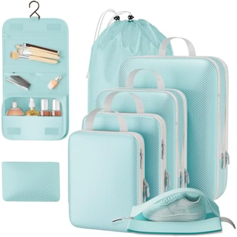 8 Set Compression Packing Cubes for Travel Double Zipper Space-Saving Expandable Compression Packing Cubes Sturdy Zippers and S
8 Set Compression Packing Cubes for Travel Double Zipper Space-Saving Expandable Compression Packing Cubes Sturdy Zippers and S