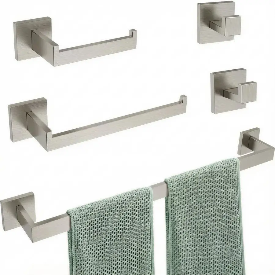Brushed Nickel Bathroom Hardware Set, Wall Mounted Thickened 304 Stainless Steel Towel Holder Set, Featuring 23.6 Towel Bar, Han
Brushed Nickel Bathroom Hardware Set, Wall Mounted Thickened 304 Stainless Steel Towel Holder Set, Featuring 23.6 Towel Bar, Han