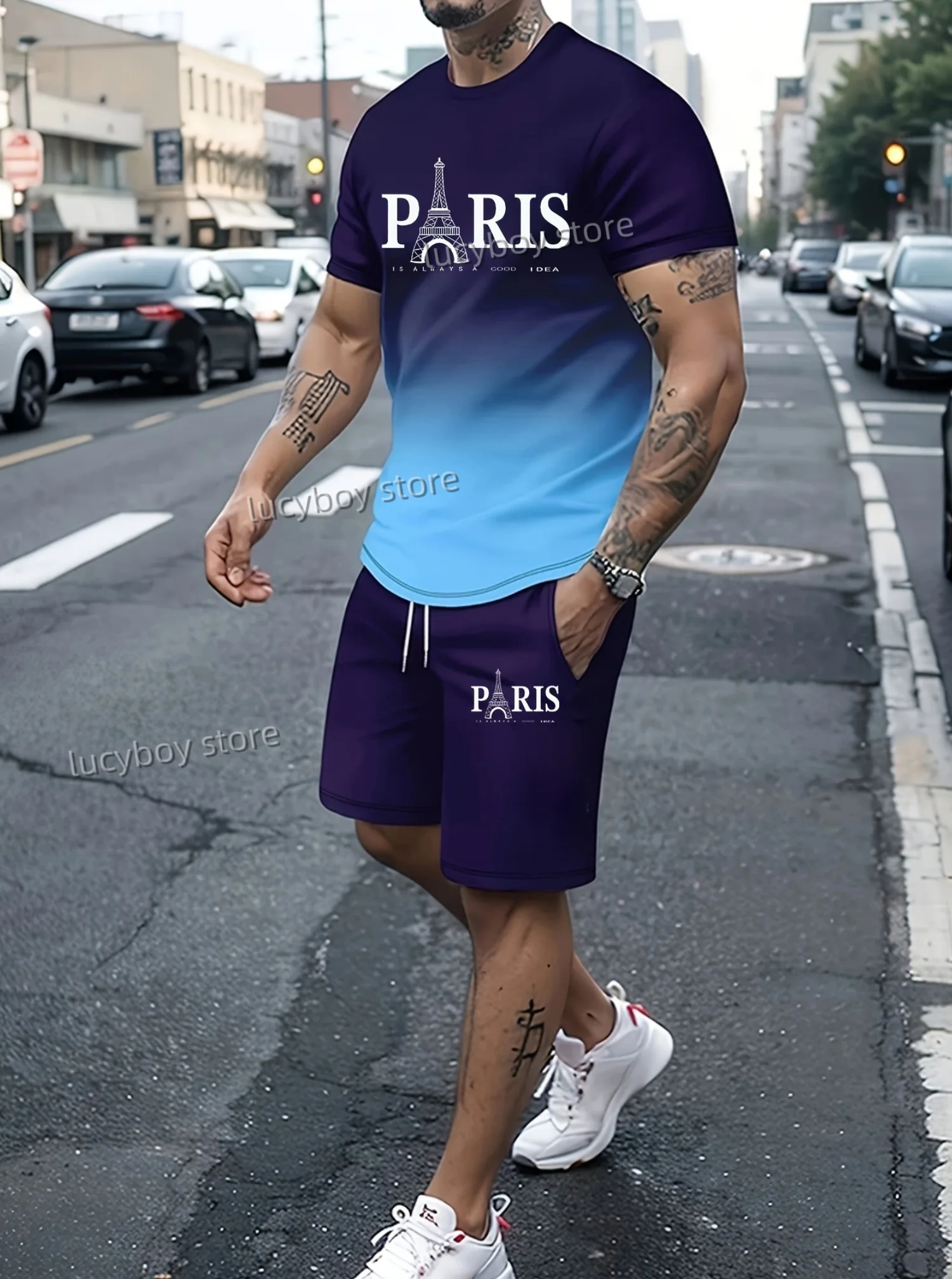 Summer Street Men' Suit Sportswear MenOversized Clothing PAIRS Print T-Shirt Shorts Men's Simple Clothing Fashion 2pieces Suit
Summer Street Men' Suit Sportswear MenOversized Clothing PAIRS Print T-Shirt Shorts Men's Simple Clothing Fashion 2pieces Suit