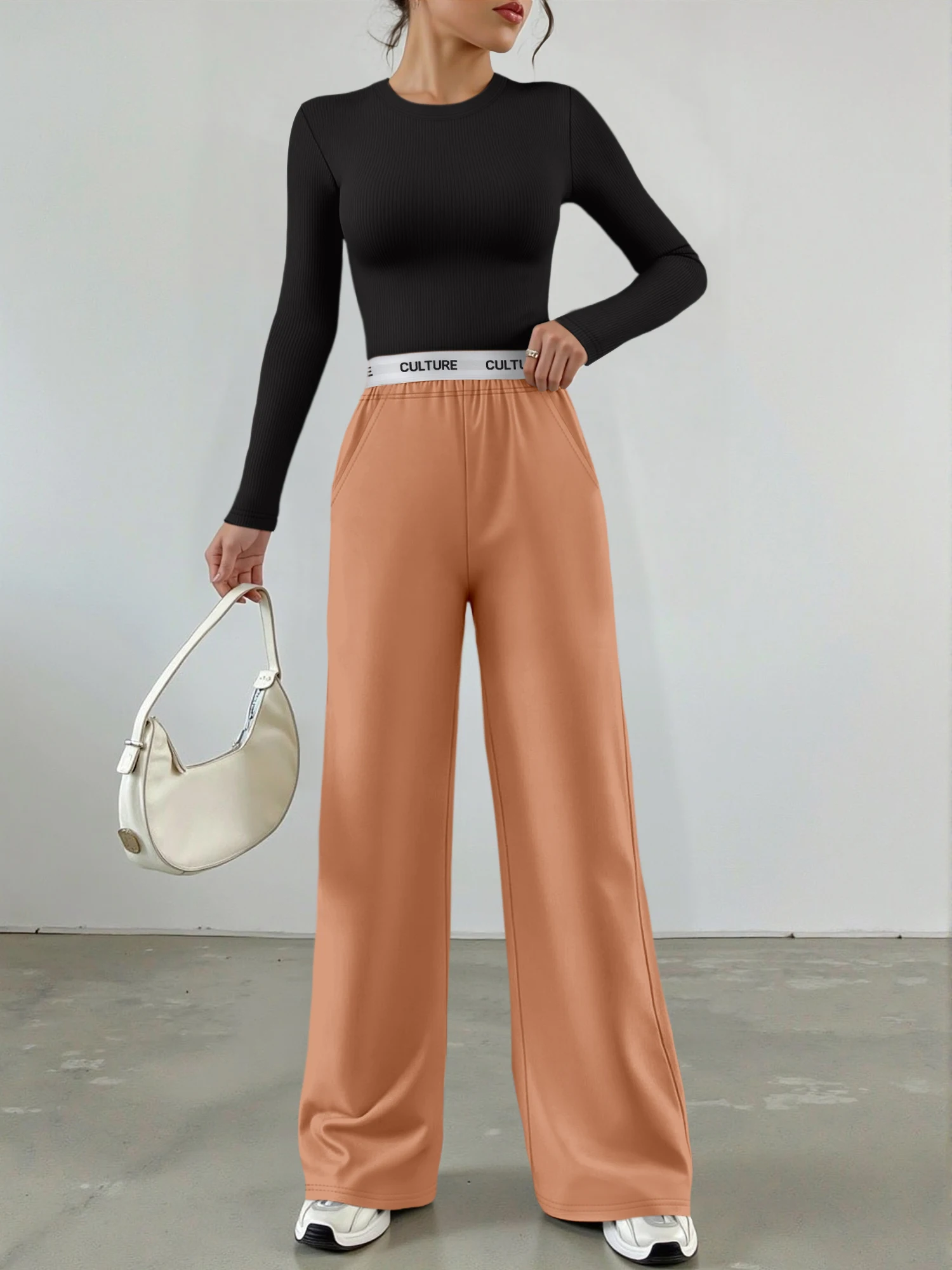 2026 Women 2 Piece Outfit Ribbed Long Sleeve Slim Top & High Waist Wide Leg Pants Loungewear
2026 Women 2 Piece Outfit Ribbed Long Sleeve Slim Top & High Waist Wide Leg Pants Loungewear